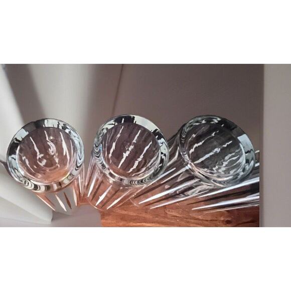 Vintage Mid Century Skinny Highball Glasses White Black Pinstripes Set Of 4 - Picture 6 of 8